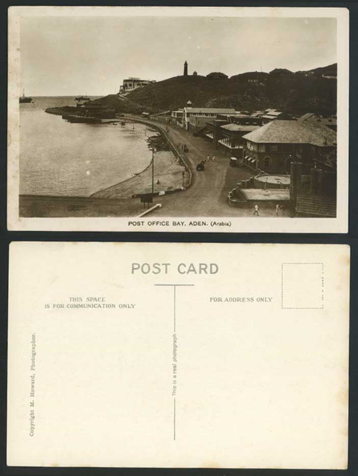 Aden Old Real Photo Postcard POST OFFICE BAY, ARABIA Lighthouse