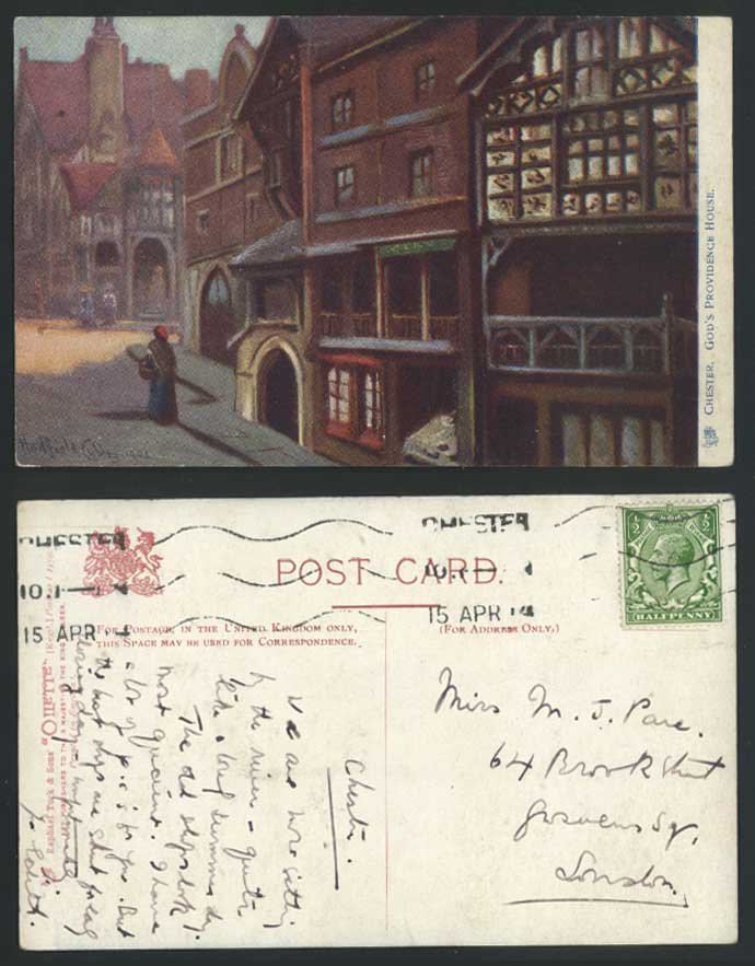 CHESTER God's Providence House, Hadfield Cubley Tuck's Oilette 1914 Old Postcard