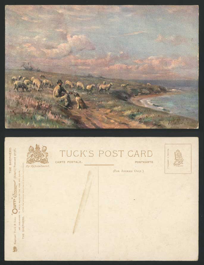 Richard Cordingley Artist Signed Old Tuck's Oilette Postcard SHEPHERD, Sheep Dog