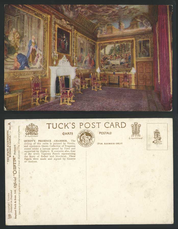 Windsor Castle Tuck's Old Postcard The State Apartments Queen's Presence Chamber