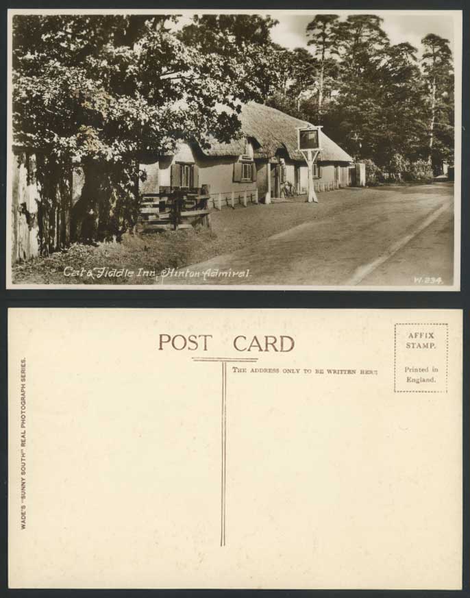 New Forest THE CAT & FIDDLE INN Hinton Admiral Old Real Photo Postcard Hampshire