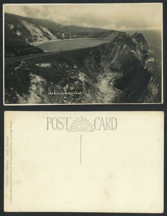 LULWORTH COVE, Cliffs Rocks & Panorama Dorset Old Real Photo Photograph Postcard