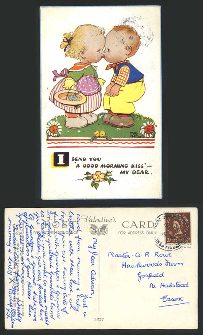 MABEL LUCIE ATTWELL 1956 Old Postcard I Send U A Good Morning Kiss, My Dear 5227