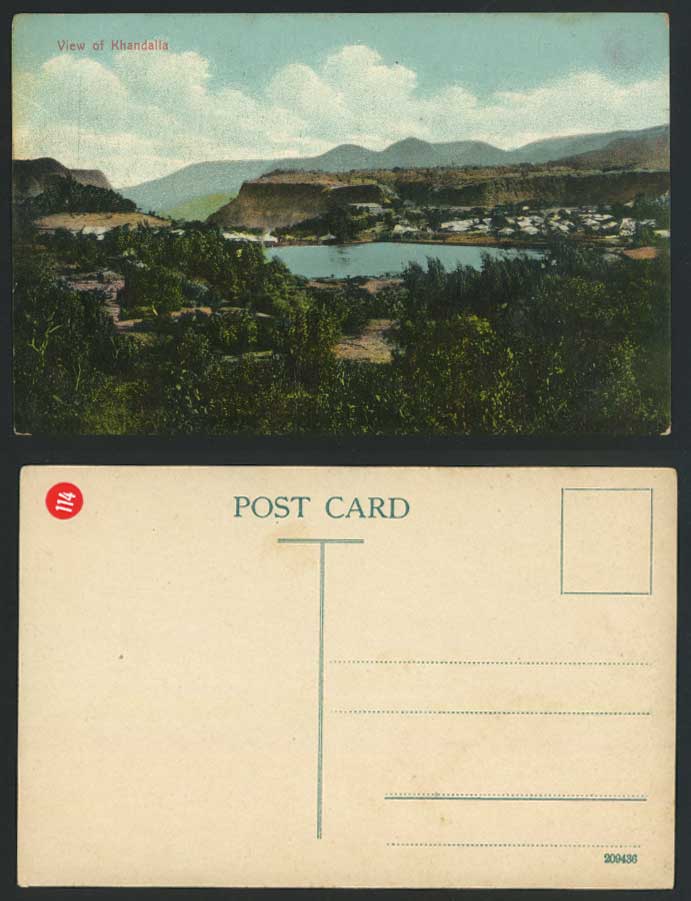 India British Indian Old Postcard View of KHANDALLA - Mountains & Lake Panorama
