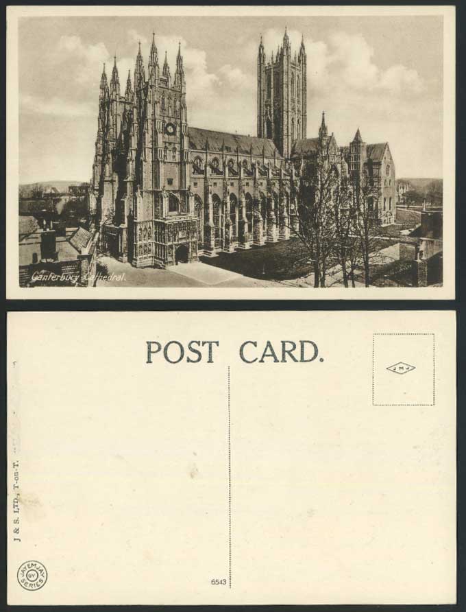 CANTERBURY CATHEDRAL Kent England Old Postcard J & S Ltd T-on-T Jay Em Jay Serie