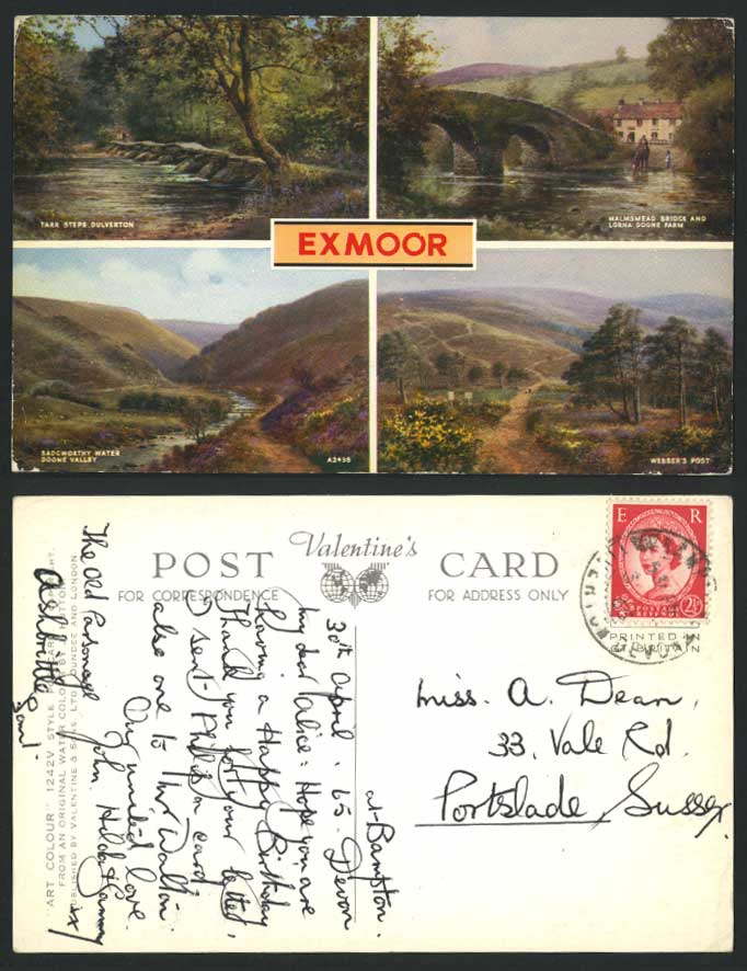 Exmoor 1965 Old Postcard Tarr Steps Dulverton Malmsmead Bridge, Lorna Doone Farm