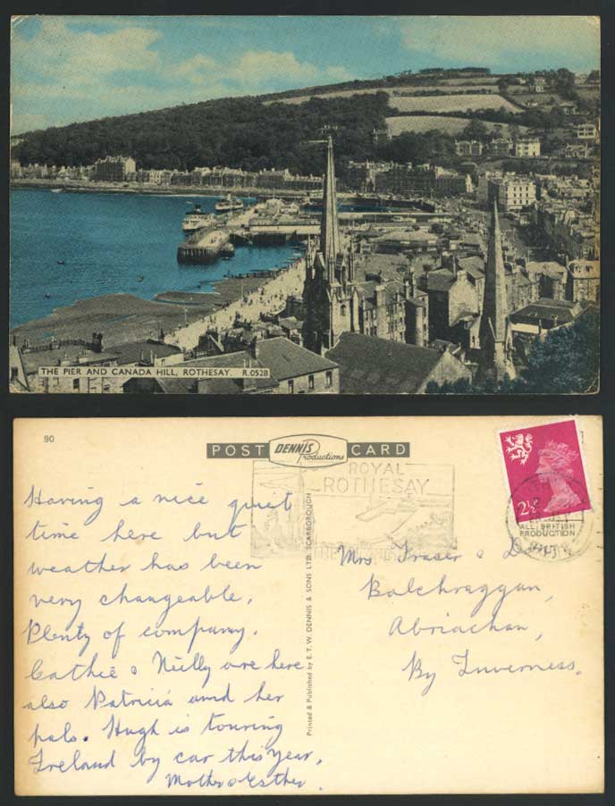 ROTHESAY 1971 Old Postcard The Pier and Canada Hill Steamers Boats & Street Bute