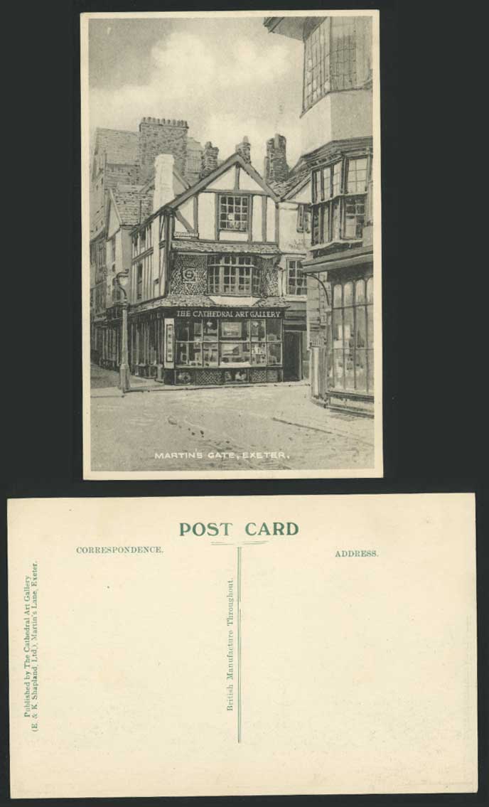 Exeter MARTIN'S GATE, Catherine Street, Cathedral Art Gallery Devon Old Postcard