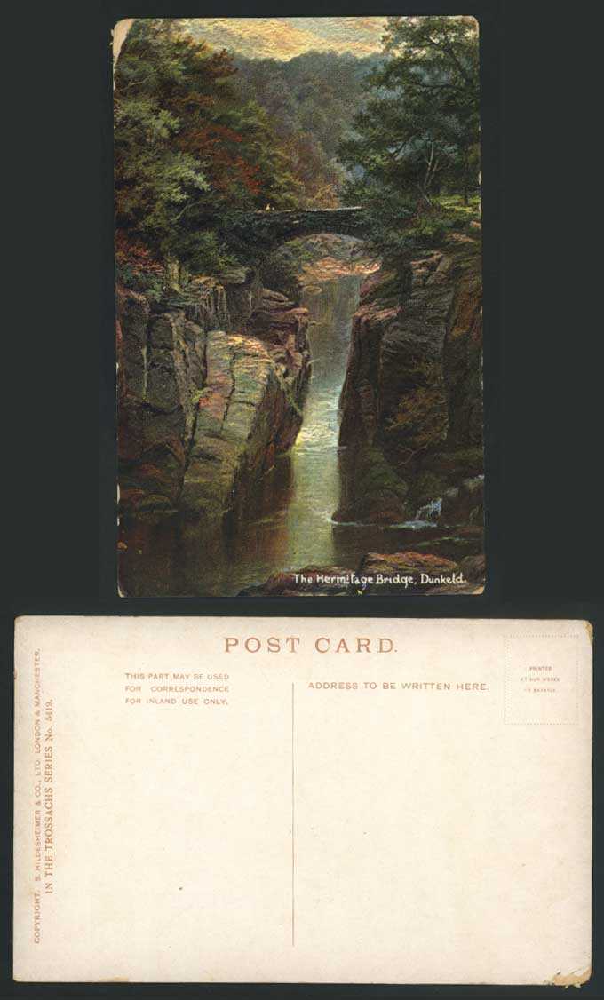THE HERMITAGE BRIDGE, DUNKELD Old Artist Drawn Postcard, In The Trossachs Series