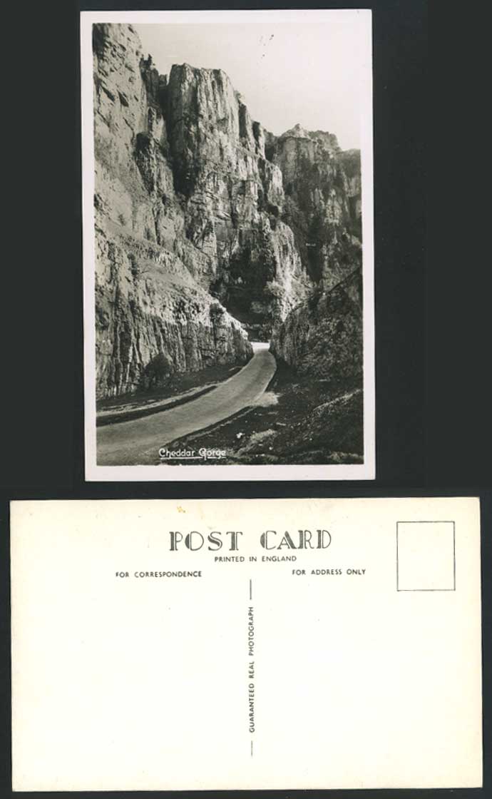 CHEDDAR GORGE Road Path Somerset Old Real Photo Postcard Somerset Rock Mountains