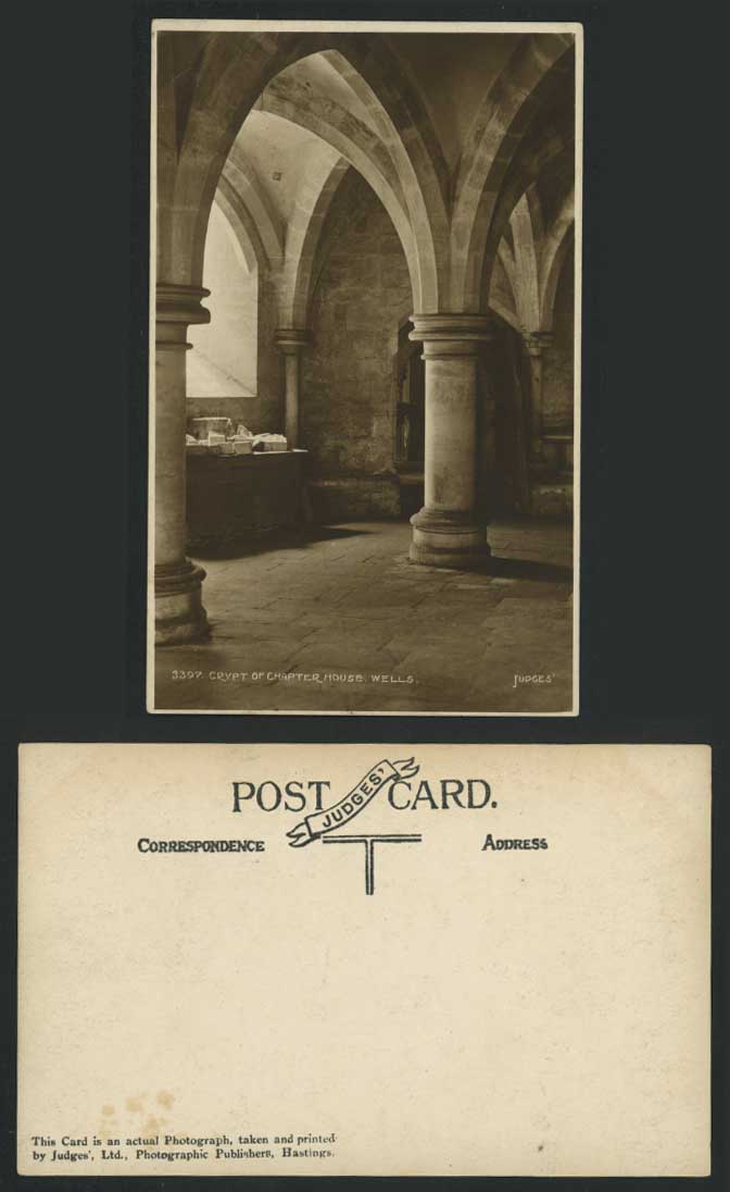 Wells Cathedral, Crypt of Chapter House Wells Old Judges' R.P. Postcard Somerset