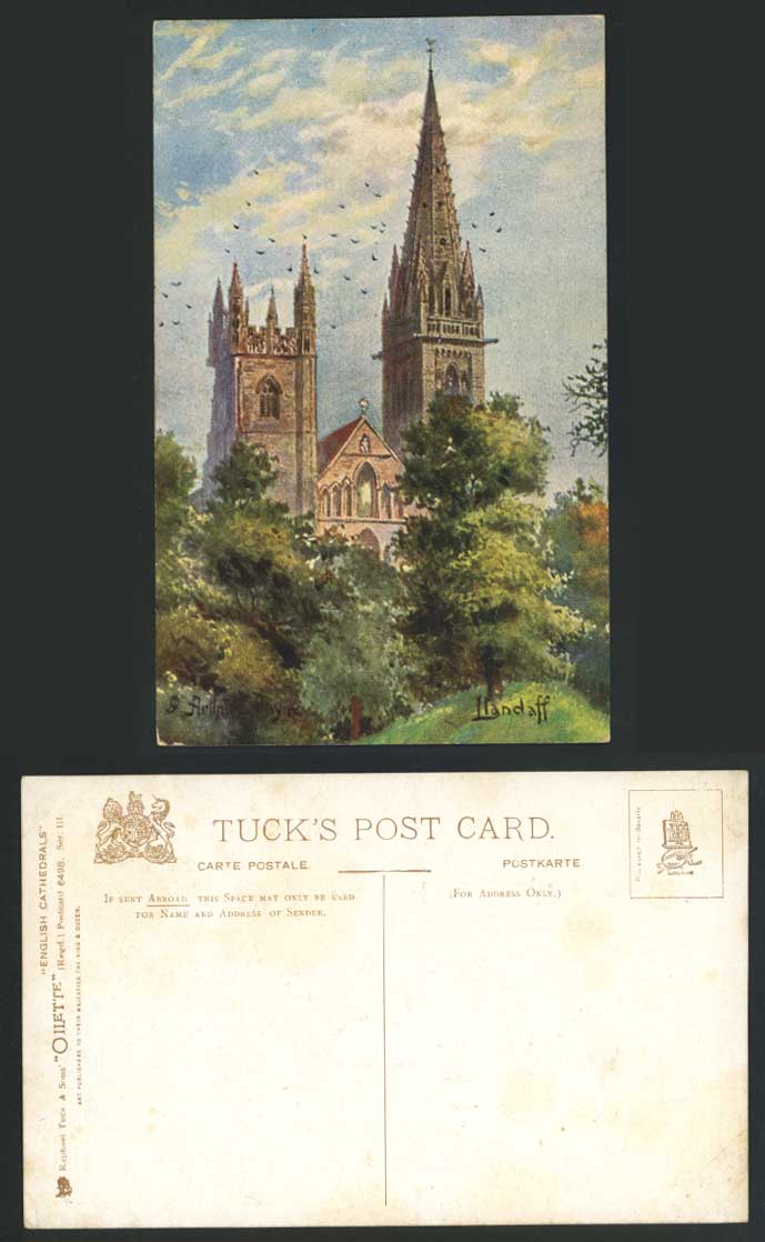 LLANDAFF CATHEDRAL Arthur C. Payne Artist Signed Old Tuck's Oilette Postcard ART