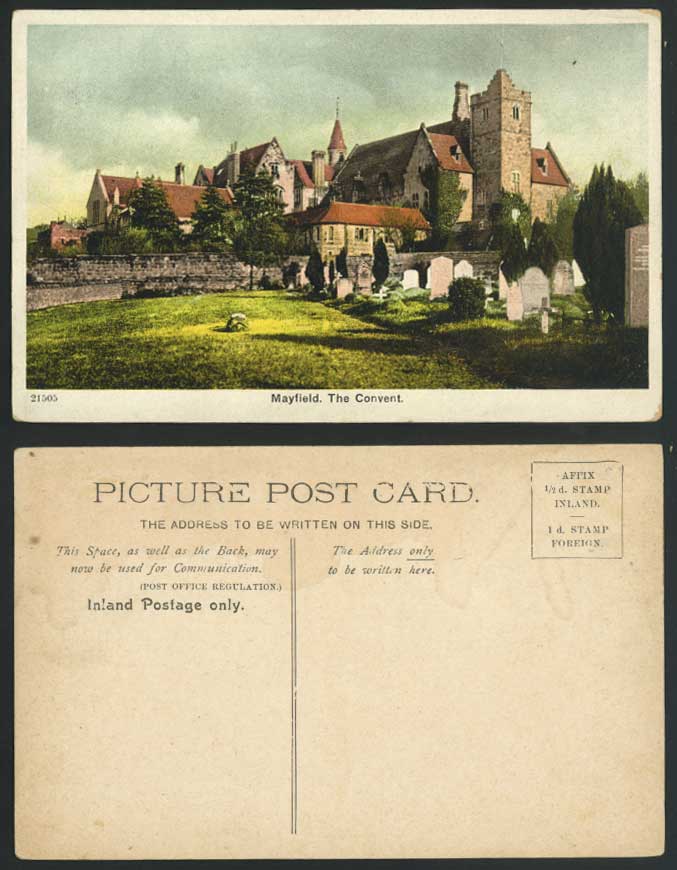 MAYFIELD, THE CONVENT, Sussex Old Colour Postcard Church Churchyard & Tombstones