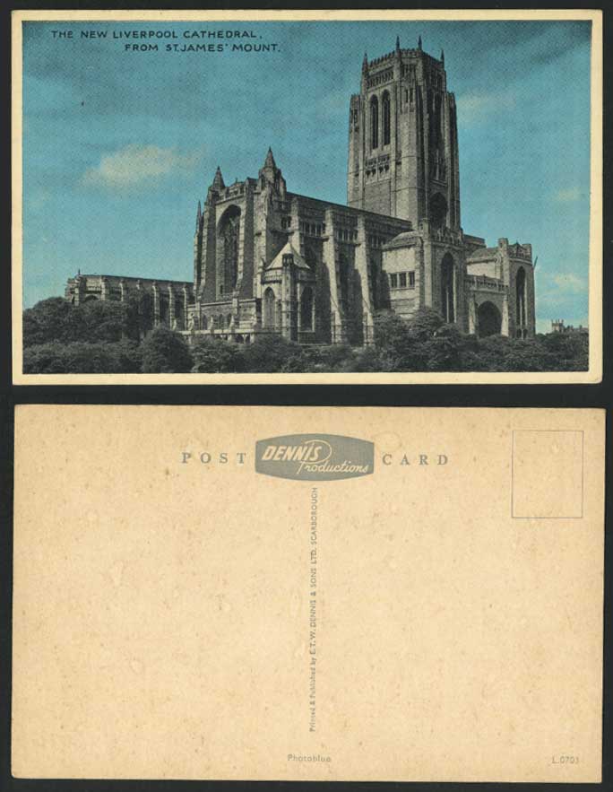 Lancashire The New Liverpool Cathedral from St. James' Mount Old Postcard ETW D.