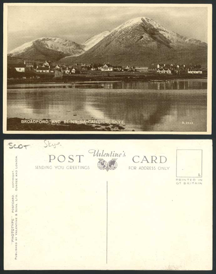 Isle of Skye Broadford & Ben-na-Caillich Old Postcard Mountains Islands Scotland