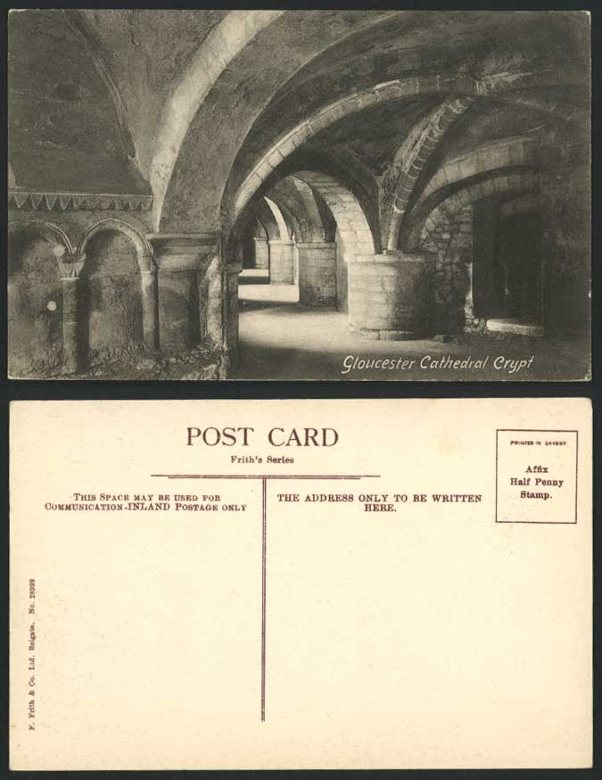 GLOUCESTER CATHEDRAL CRYPT Gloucestershire Old Postcard Frith's Series No. 28999
