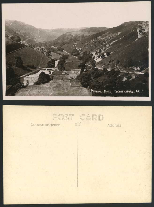 MONSAL DALE - Derbyshire Bridge River Wye Valley Mountains Panorama Old Postcard