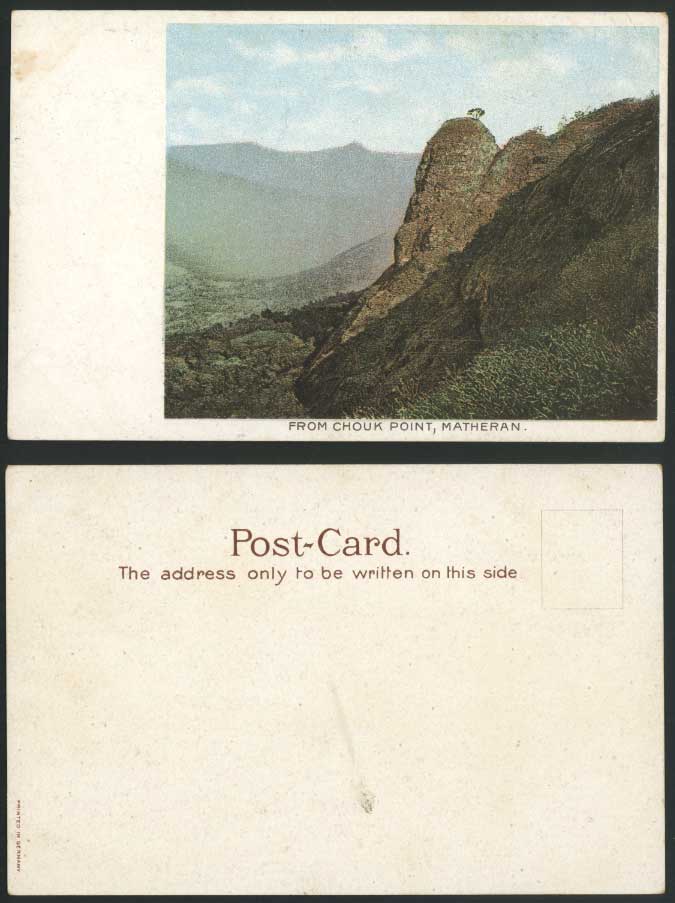India Old UB Postcard MATHERAN From CHOUK POINT Mountains Undivided Back British