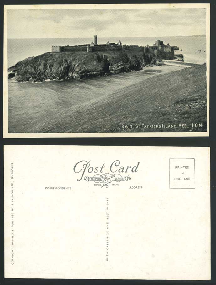Isle of Man Old Postcard St. Patricks Island Peel I.O.M Peel Castle General View