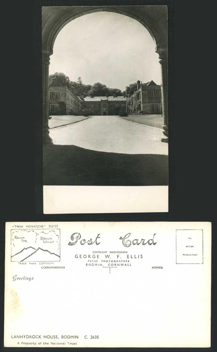 Bodmin - Lanhydrock House, Cornwall Old Real Photo Postcard Twin Monarchs Series