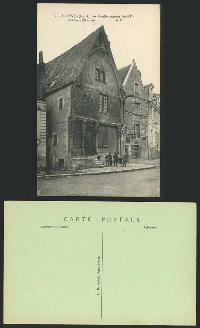 LUYNES Old Postcard Vieille Maison du XIe Old House XIth Century Children Street