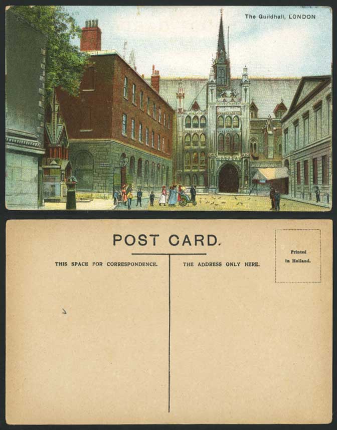 London Old Colour Postcard THE GUILDHALL England