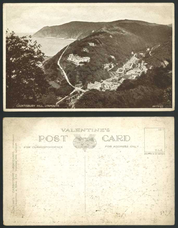 Lynmouth Countisbury Hill Panorama Houses Devon Old Postcard