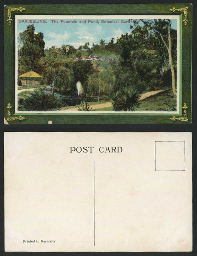 India Old Postcard Darjeeling Fountain and Pond, Botanical Gardens Botanc Garden