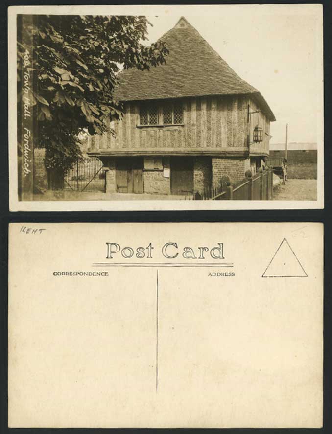 FORDWICH TOWN HALL Kent Old Real Photo Photograph Postcard Cart Tudor House R.P.