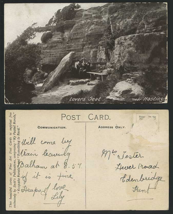 Lover's Seat near Hastings Rocks Sussex Old Postcard Ladies Women, Pocket Novels