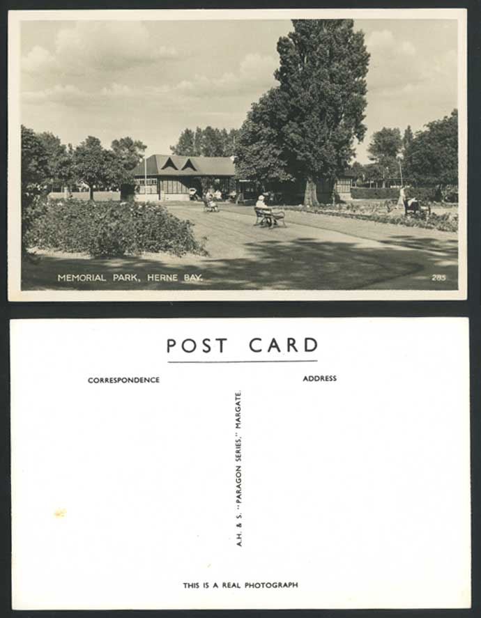 Herne Bay - Memorial Park - Kent Old Real Photo Postcard Real Photograph Paragon