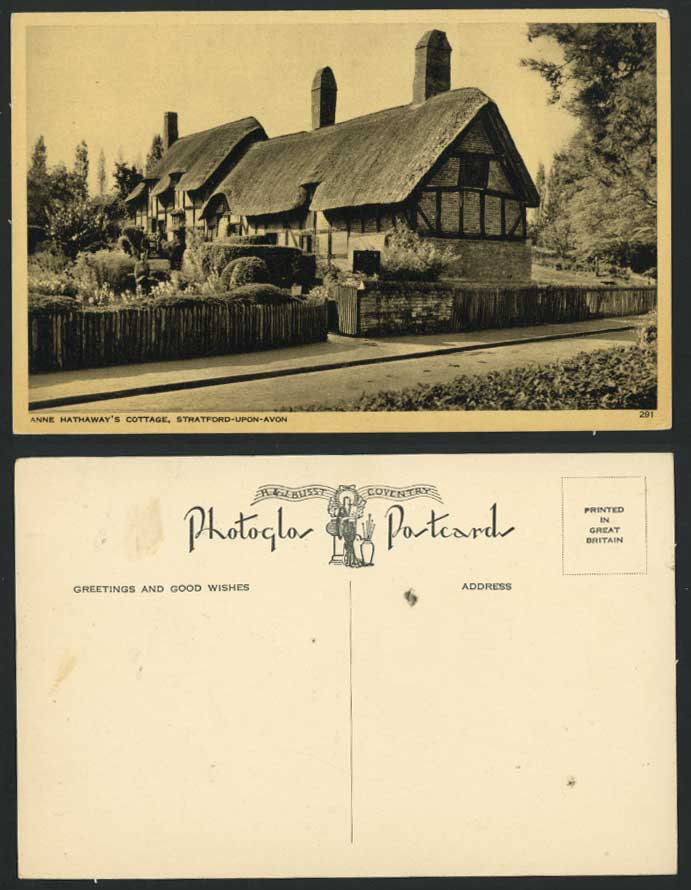 Stratford-on-Avon, Anne Hathaway's Cottage Shakespeare's Birthplace Old Postcard