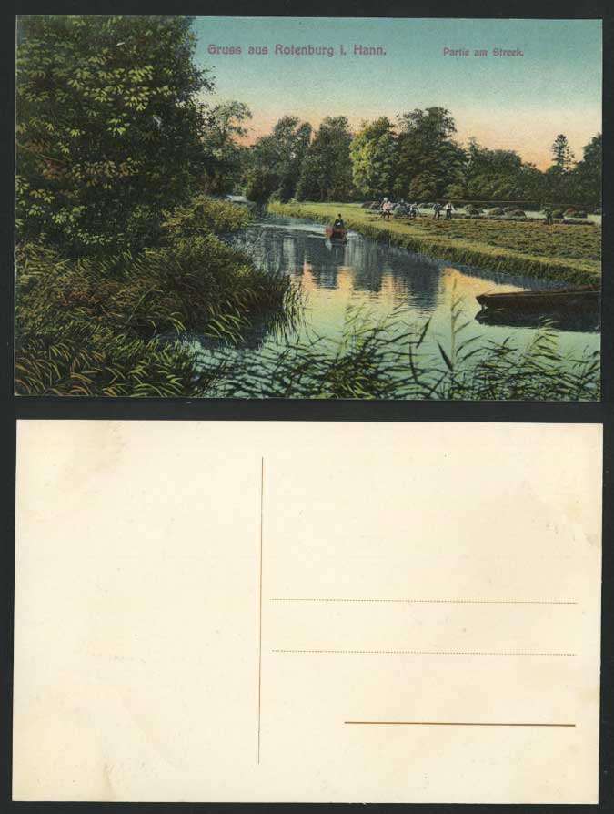 Germany Gruss aus Rotenburg i. Hann, Partie am Streek River & Boats Old Postcard