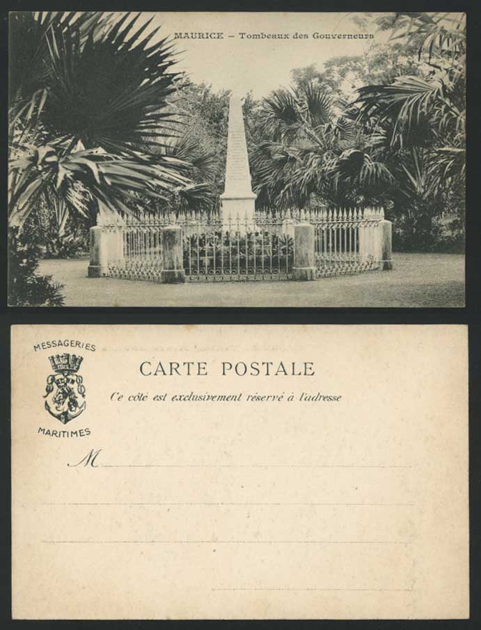 Mauritius Old U.B. Postcard Maurice Tombeaux des Gouverneurs, Tombs of Governors