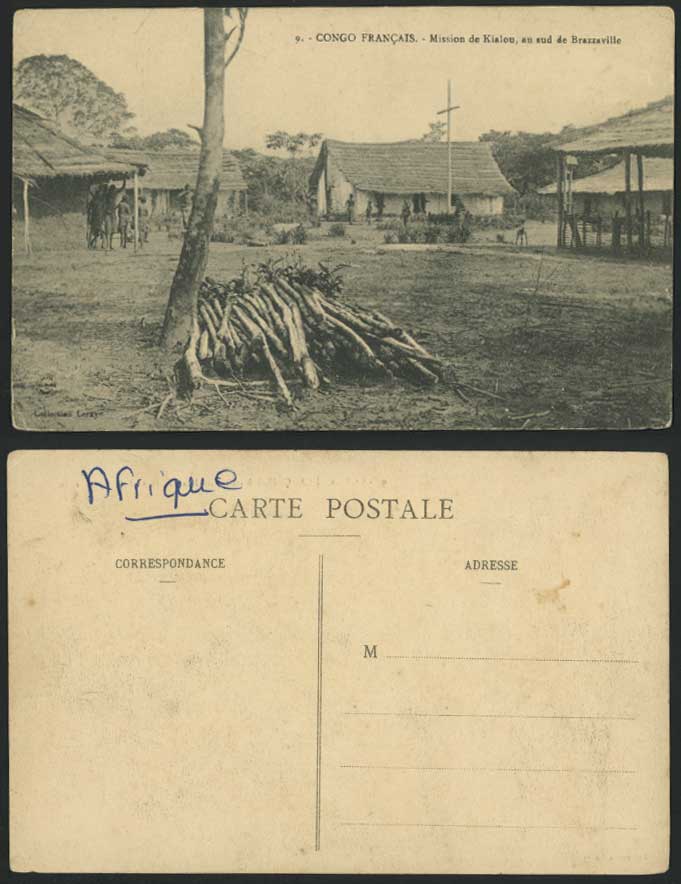 French Congo Francais Old Postcard Mission de Kialou au sud de Brazzaville, Huts