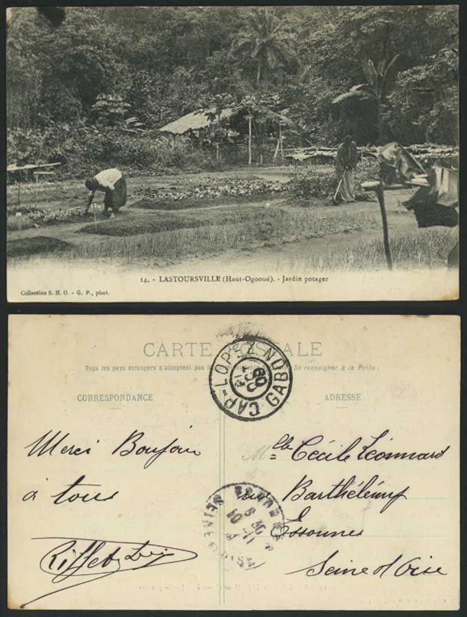 Gabon 1909 Old Postcard Lastoursville Haut-Ogooue Jardin potager Garden Gardener