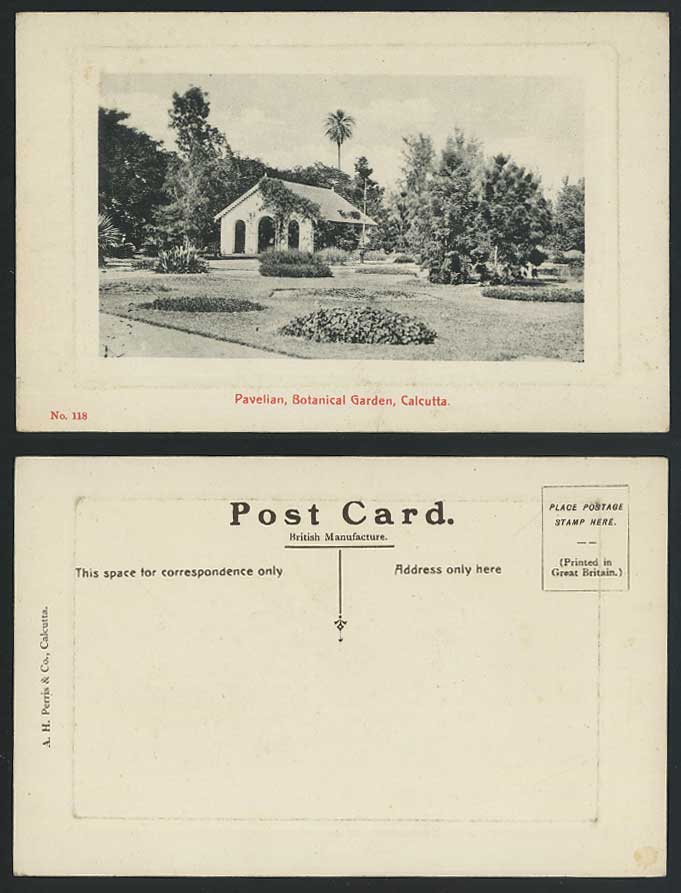 India Old Postcard Botanical Garden Calcutta Pavelian - Pavilion Botanic Gardens