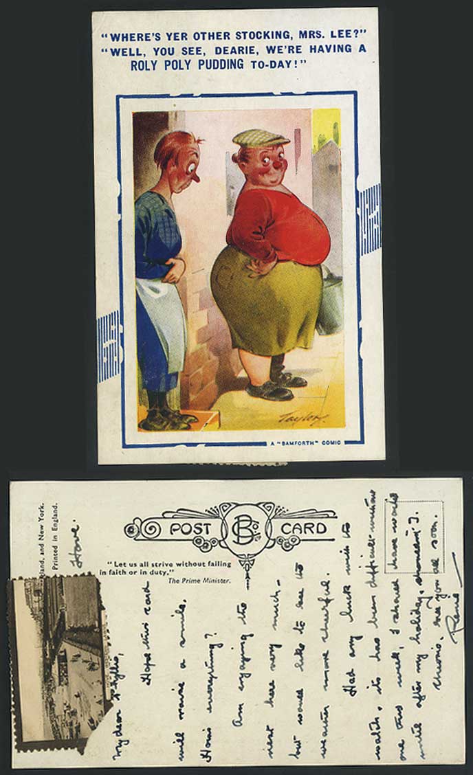 Taylor Old Postcard We're Having a Roly Poly Pudding Today! Fat Lady Woman Women