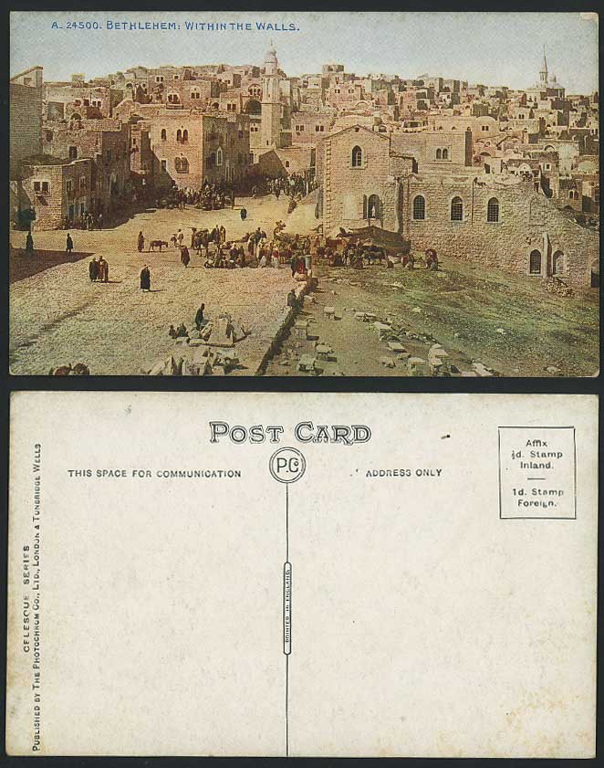 Palestine BETHLEHEM Within the Walls, Street Scene Old Colour Postcard Holy Land