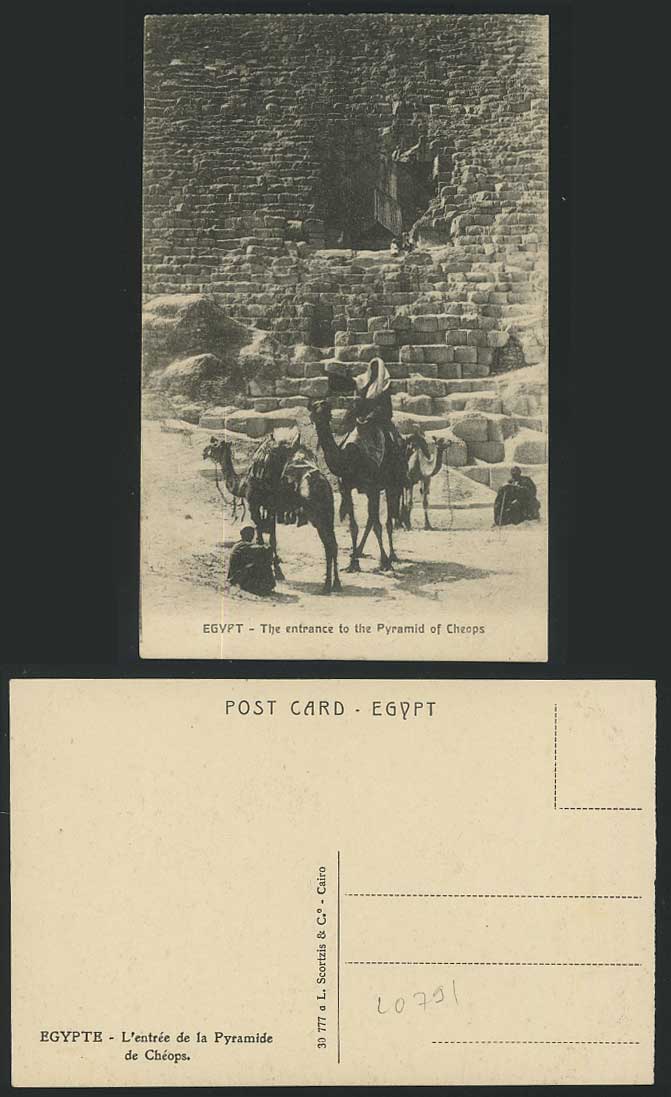 Egypt Old Postcard Entrance of Pyramid Cheops Camel Rider Camels Pyramide Cheops