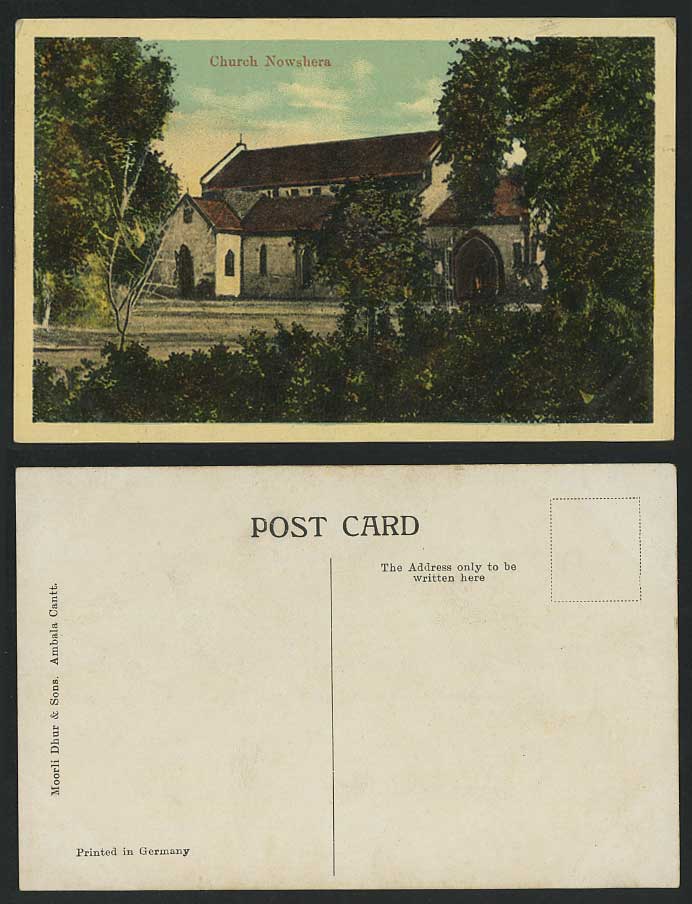 Pakistan Old Colour Postcard CHURCH NOWSHERA - Moorli Dhur & Sons Ambala - India