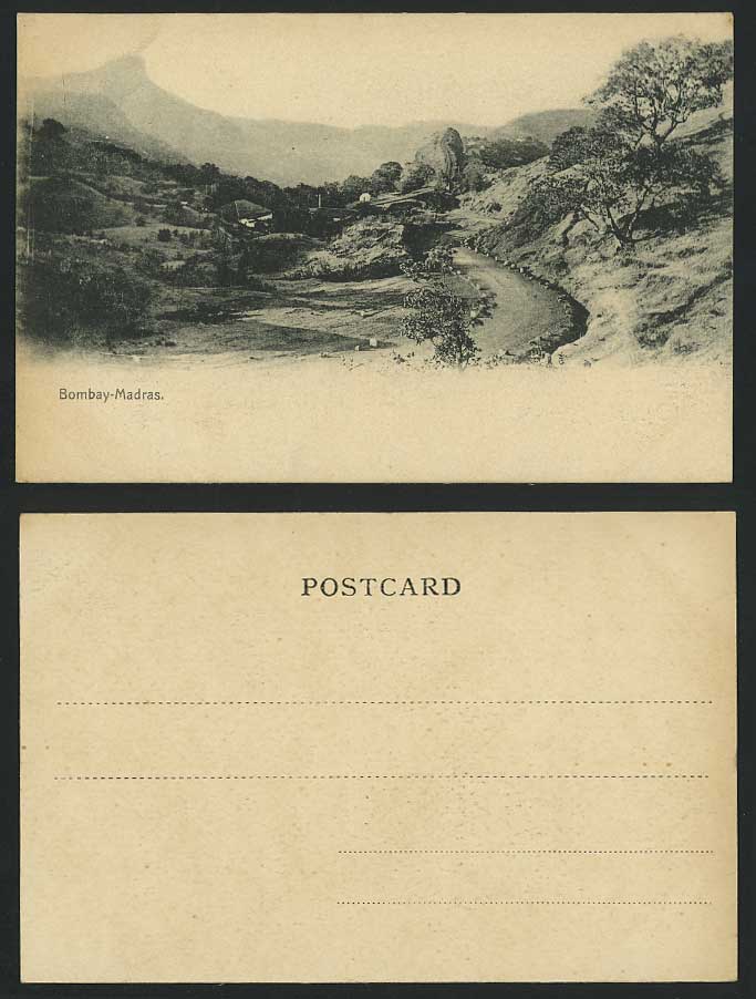 India Old U.B. Postcard BOMBAY - MADRAS - Road Street Scene Mountains & Panorama