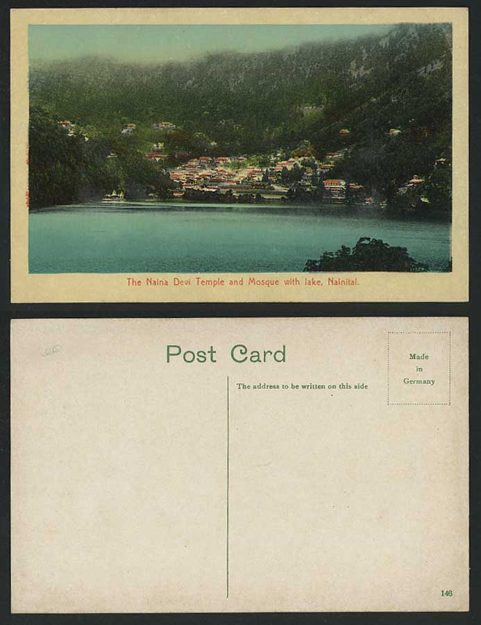 India Old Postcard Naina Devi Temple & Mosque, Lake Nainital Naini-Tal Naini Tal