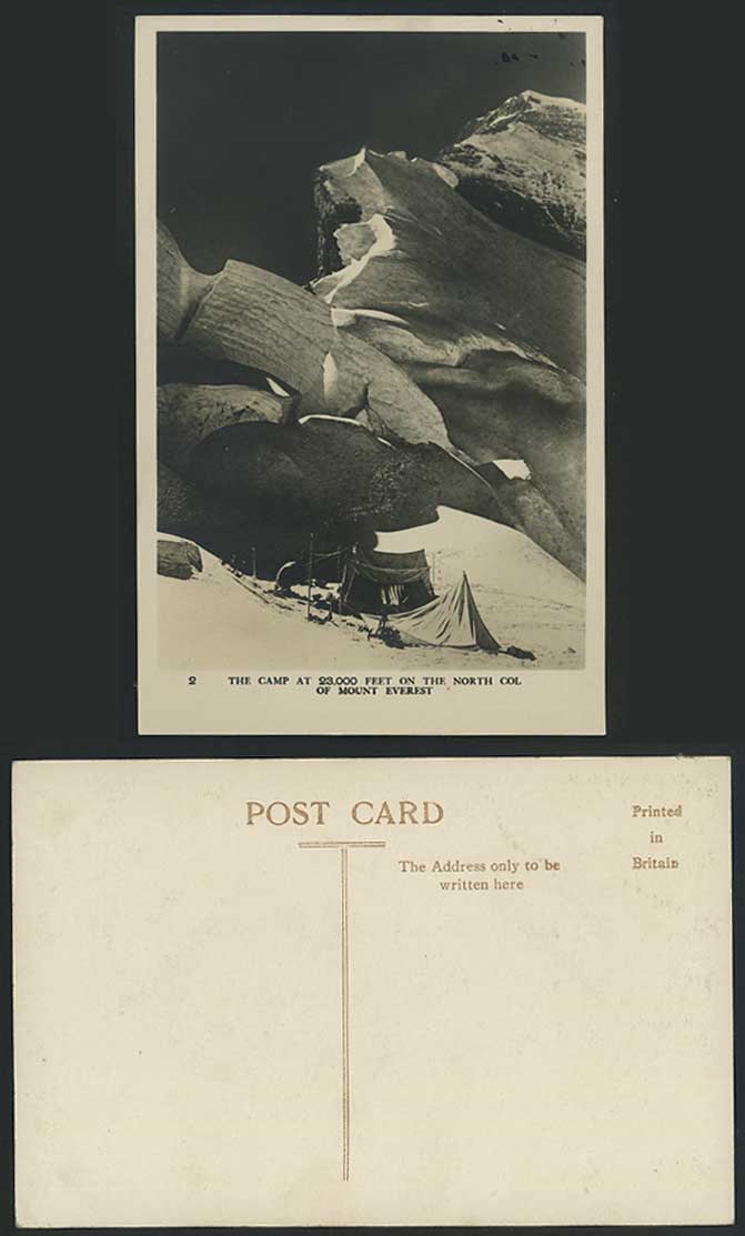 TIBET China Camp at 23000ft on NORTH COL of MOUNT EVEREST 1922 Old R.P. Postcard