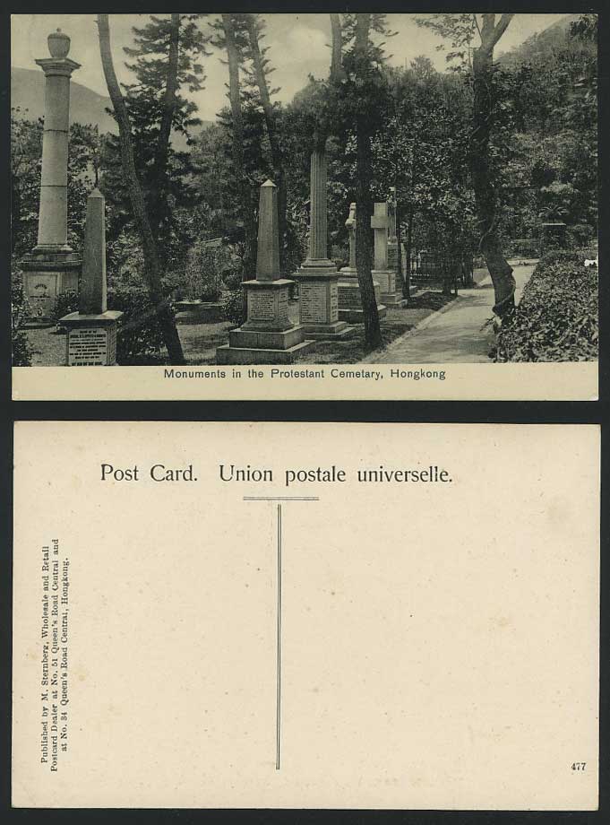 Hong Kong Old Postcard Monuments in The Protestant Cemetery Cemetary Tombs China