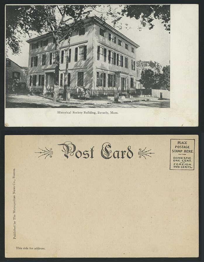 USA Old U.B. Postcard Historical Society Building, Beverly, Mass. Massachusetts