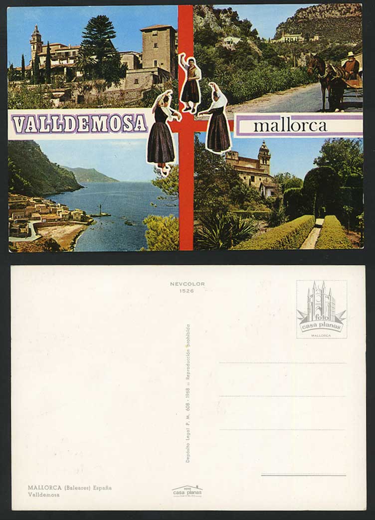 Spain Colour Postcard Valldemosa, Mallorca, Baleares Horse Cart Dancers Costumes
