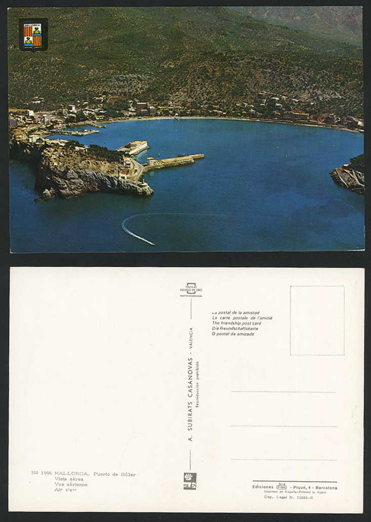 Spain Colour Postcard Mallorca Puerto de Soller Vista aerea Air View Aerial View