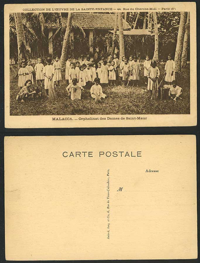 MALACCA Old Postcard Orphanage Orphans Girls, Orphelinat des Dames de Saint-Maur