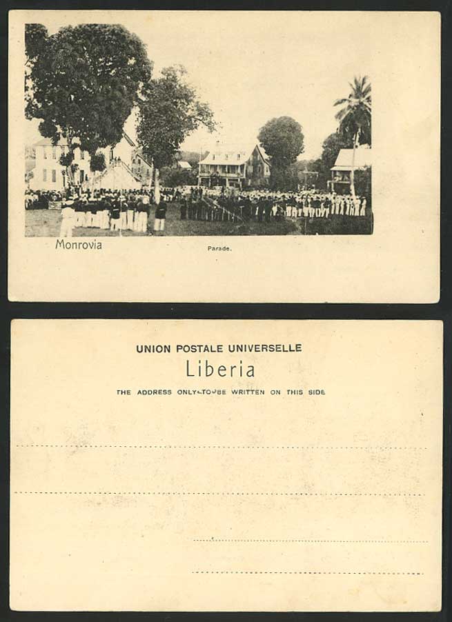 Liberia Monrovia Military Parade Soldiers Court Size Old Undivided Back Postcard